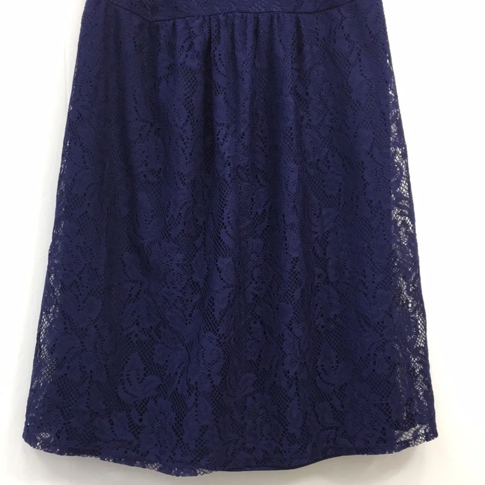 Oh Baby by Motherhood Maternity Navy Lace Overlay Sleeveless Midi Dress Size M